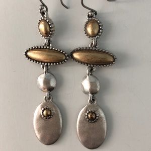 Lucky Brand Silver / Turquoise bead drop earrings